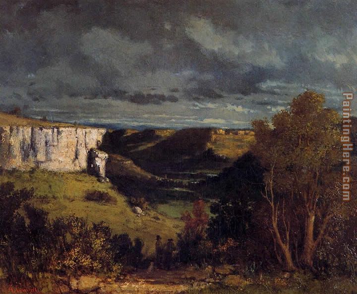 The Valley of the Loue in Stormy Weather painting - Gustave Courbet The Valley of the Loue in Stormy Weather art painting